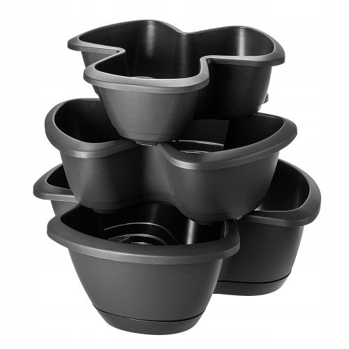  Flowerpot Kadax, 47 cm x 47 x 40.5 cm, diameter 47 cm, plastic in grey and silver