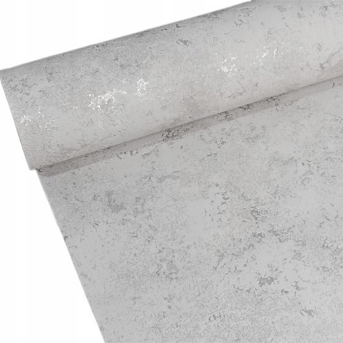 Silver-gray wallpaper imitating stucco tiles