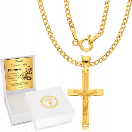  Gold Chain 925 Cross Communion Baptism Engraving