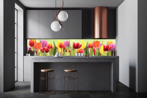 WASHABLE KITCHEN PHOTO WALLPAPER Tulips Flower 350x60