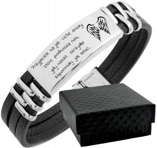  Leather bracelet for DAD son with ENGRAVING 316L