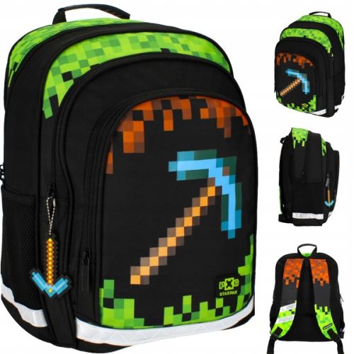  Minecraft Multi-Compartment School Backpack, Starpak, Black, Brown and Beige, Green Shades, 20L