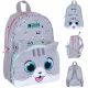  AstraBag kindergarten backpack with one compartment for girls. Grey and silver tones, multi-coloured