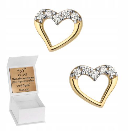  Gold earrings HEARTS WITH ZIRCONS 585