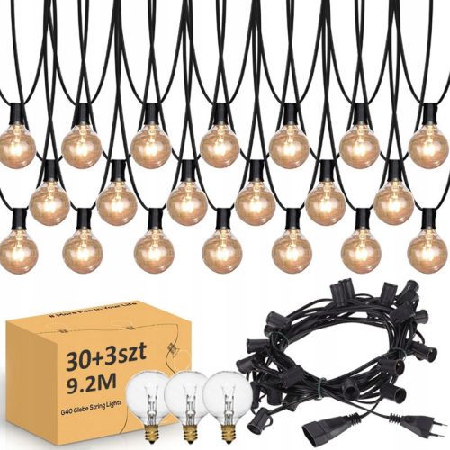  Garland Large Garden Lights 9.2m 30 Bulbs Outdoor Patio Balcony Terrace