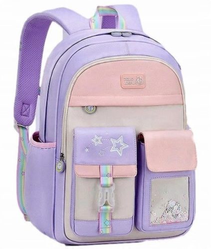 Colorful Rainbow School Backpack with Unicorn Charms and Pen for Kids
