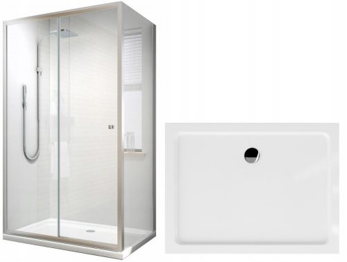 DUNA series shower cubicle with sliding doors 100 x 80 cm + Coda series rectangular shower tray 100 x 80 cm