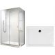 DUNA series shower cubicle with sliding doors 100 x 80 cm + Coda series rectangular shower tray 100 x 80 cm