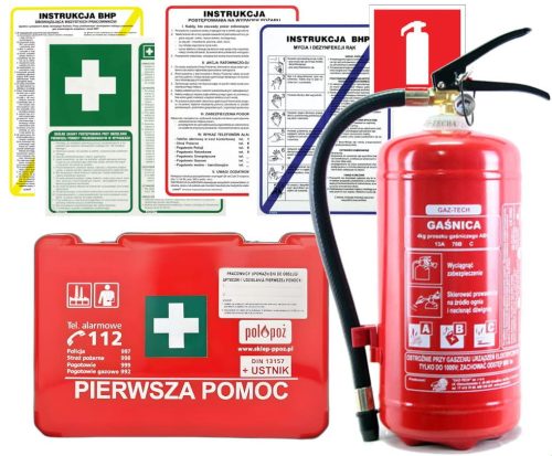 Medium Set for Business, First Aid Kit, Fire Extinguisher, 4 kg, Signs