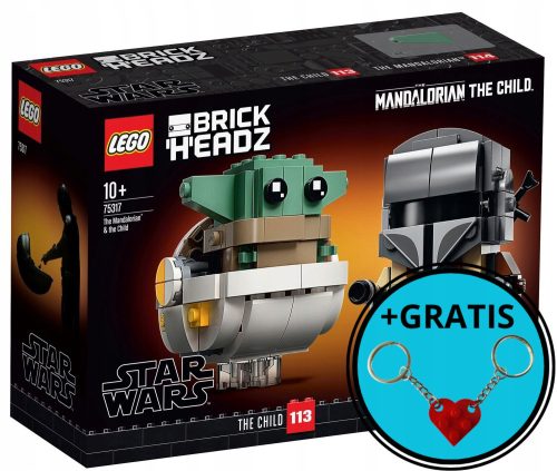  LEGO BrickHeadz 75317 The Mandalorian and the Child + LEGO Heart Keychain