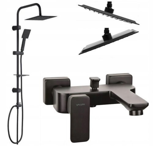 Laveo Drop surface-mounted shower set + Valvex LOFT BLACK single-lever wall-mounted bathtub and shower fitting black