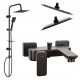 Laveo Drop surface-mounted shower set + Valvex LOFT BLACK single-lever wall-mounted bathtub and shower fitting black