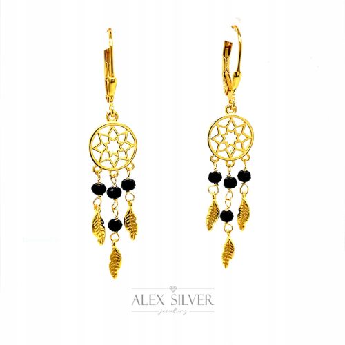  Gold-plated dream catcher dangling earrings, pr.925