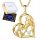  Gold Necklace 925 Woman with Horse Girl Heart Crystal Horse