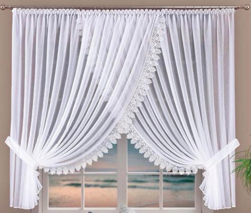  Ready-made voile curtain set 600 x 240 Guipure