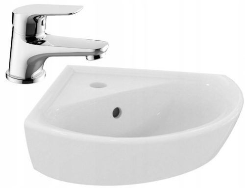 Oval wall-mounted washbasin Ideal Standard SEVAFRESH E407001 + TOP range chrome pedestal washbasin mixer