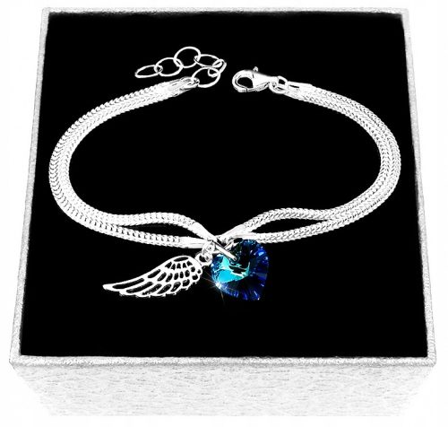  Eve Blue Heart Bracelet 19cm Silver