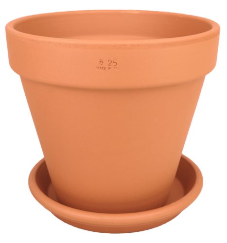  Degrea flowerpot 24.9 cm x 24.9 x 22.8 cm diameter 25 cm natural ceramic, terracotta + Degrea flowerpot stand 23 cm ceramic