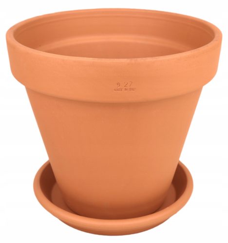  Degrea flowerpot 27 cm x 27 x 24.5 cm diameter 27 cm natural ceramic, terracotta + Degrea flowerpot stand 23 cm ceramic