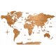 Decorative wall sticker world map made of wood on the wall, oak, 150 cm