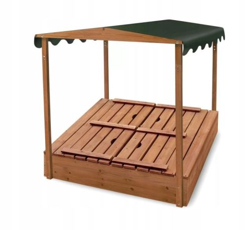 Wooden sandpit 180x180 with roof and benches