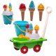 CART WITH HANDLE, LARGE SHOVEL, BUCKET, ICE MAKER