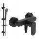 Hansgrohe Rebris S black shower mixer + Cubic CUB-ZND-BL range exposed shower set