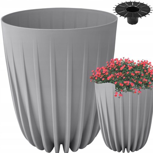  Lamela flowerpot, 30 cm x 30 x 35.6 cm, diameter 30 cm, plastic in grey and silver