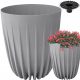  Lamela flowerpot, 30 cm x 30 x 35.6 cm, diameter 30 cm, plastic in grey and silver