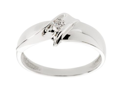  WHITE GOLD 585 RING with DIAMOND 0.08ct