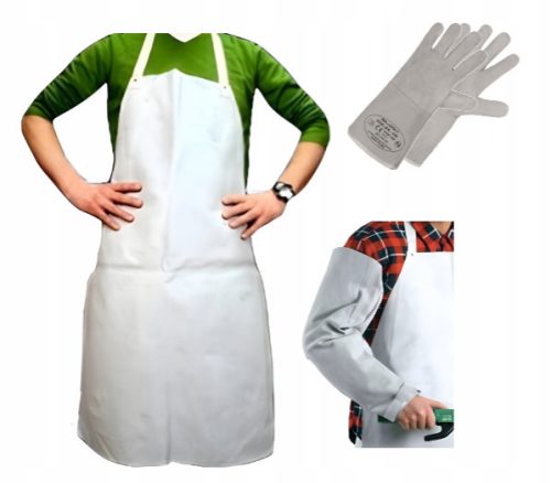 A ready-made set of welding gloves, apron and sleeves