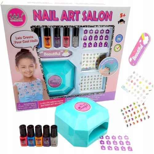  MEGA MANICURE SET FOR CHILDREN, GLITTER POLISH, DRYER