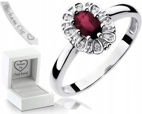  RUBY AND DIAMONDS RING 585 FREE ENGRAVING