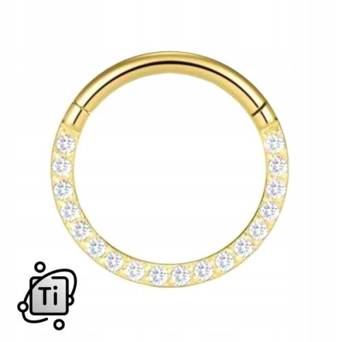  gold TITANIUM CLICKER with Crystal zircons 1.2/8 mm