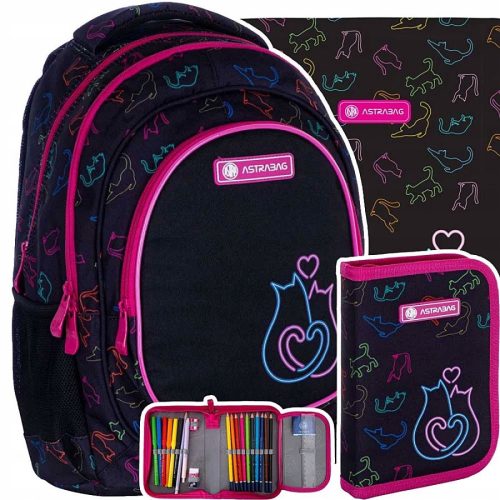  Astra Multi-Compartment School Backpack, Black, Pink Shades, Multicolor, 20 l