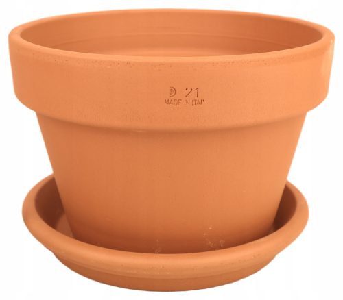  Degrea flowerpot 21.9 cm x 21.9 x 15.2 cm diameter 21 cm natural ceramic, terracotta + Degrea pot stand 21 cm ceramic