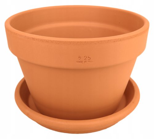  Degrea flowerpot 25.3 cm x 25.3 x 16.8 cm diameter 25 cm natural ceramic, terracotta + Degrea flowerpot stand 24.9 cm ceramic