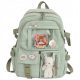 Green School Backpack with Multiple Pockets and Waterproof Design