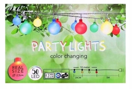  Garden Garland, Colored LED Lights, 50 Pieces, 15 m Long Line