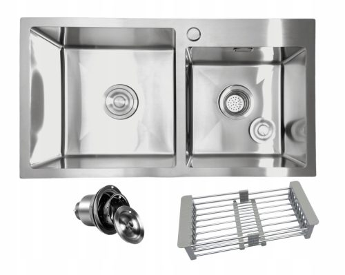 Stellman two-bowl sink, stainless steel