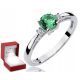  WHITE GOLD RING EMERALD BRILLIANT DIAMONDS