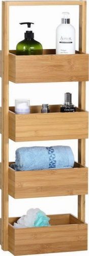  5fünf Simple Smart bathroom shelf, brown tones, 15 x 28 x 88 cm