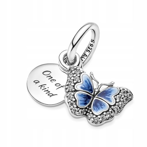  Charm Pendant with BLUE BUTTERFLY and QUOTE