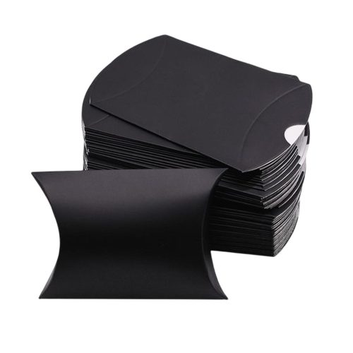  100x Kraft Pillow Box Gift Bag Candy Boxes Black