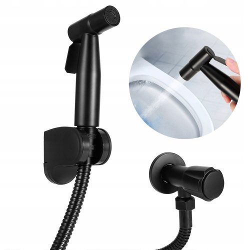 bidet shower head and black bidet hose