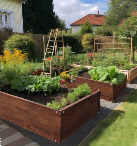 Garden box made of metal, 292 l, brown