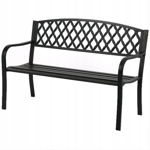 Benches for garden and terrace Aga Garden metal bench with backrest 127 x 60 x 87 cm, black