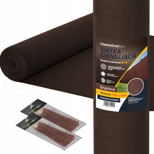 95 % SHADE NET FOR FENCE 1,5x50 BROWN