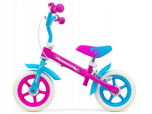  Milly Mally Dragon 10" Balance Bike White, Blue, Pink