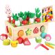  Montessori Block Sorter Catch the Worm Carrot Wooden Wagon Puzzle